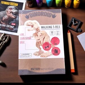 Magnote Dinoroid Walking T-Rex Wooden Robot Puzzle Kit 85pc New Sealed STEM Toy